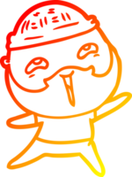 warm gradient line drawing of a cartoon happy bearded man png