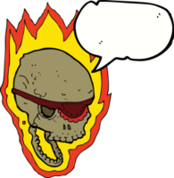 cartoon flaming pirate skull with speech bubble png