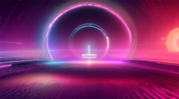 abstract futuristische achtergrond met gloeiend licht vormen en slaat. video