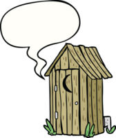 cartoon traditional outdoor toilet with crescent moon window with speech bubble png