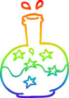 rainbow gradient line drawing of a cartoon magic potion png