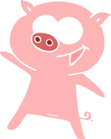 cheerful dancing pig flat color style cartoon png