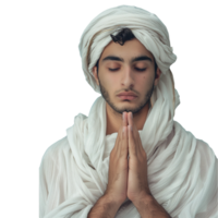 un' giovane musulmano uomo preghiere su isolato png
