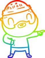 arco iris degradado línea dibujo de un dibujos animados barbado hombre png