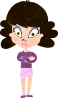 cartoon happy woman with folded arms png