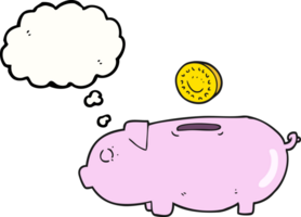 hand drawn thought bubble cartoon piggy bank png