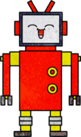 retro grunge texture cartoon of a robot png