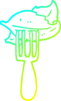cold gradient line drawing of a cartoon salad leaves on fork png