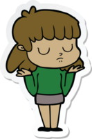 sticker of a cartoon indifferent woman png