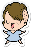 sticker of a cute cartoon girl with hipster haircut png