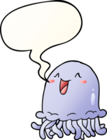 happy cartoon jellyfish with speech bubble in smooth gradient style png