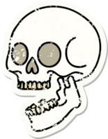 Distressed Sticker Tattoo im traditionellen Stil eines Totenkopfes png