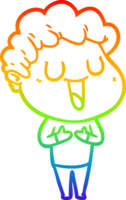 Regenbogen Gradient Linie Zeichnung von ein Lachen Karikatur Mann png