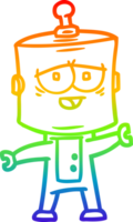 rainbow gradient line drawing of a cartoon robot png