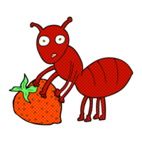 mano dibujado dibujos animados hormiga con baya png