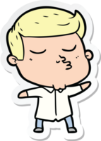 sticker of a cartoon model guy pouting png