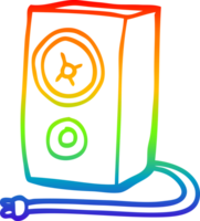 rainbow gradient line drawing of a cartoon old wood speaker png