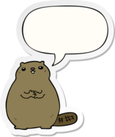 tekenfilm bever met toespraak bubbel sticker png