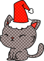 hand drawn christmas cartoon of kawaii cat png