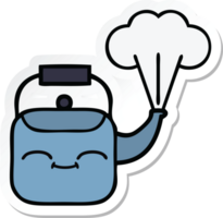 sticker of a cute cartoon steaming kettle png
