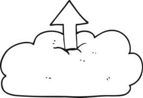 hand drawn black and white cartoon upload to the cloud png