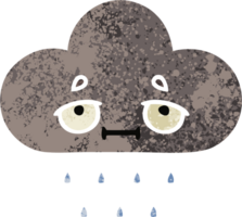 retro ilustração estilo desenho animado do uma tempestade chuva nuvem png