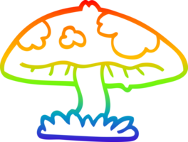 rainbow gradient line drawing of a cartoon mushroom png