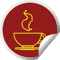 autocollant de gommage circulaire tasse de café chaud png