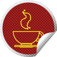 taza de café caliente pegatina de pelado circular png