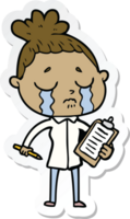 sticker of a cartoon crying saleswoman png