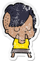 distressed sticker of a cartoon woman png