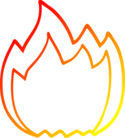 chaud pente ligne dessin de une dessin animé ouvert flamme png