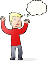 cartoon terrified man with thought bubble png