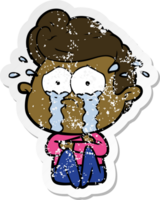 verontruste sticker van een cartoon huilende man png