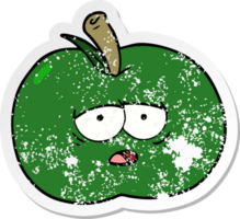 pegatina angustiada de una manzana de dibujos animados png