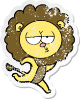 distressed sticker of a cartoon running lion png