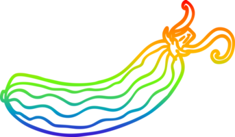 rainbow gradient line drawing of a cartoon cucumber png