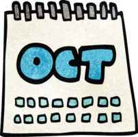 calendrier de doodle de dessin animé montrant le mois d'octobre png