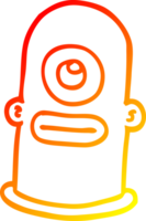 warm gradient line drawing of a cartoon alien man png