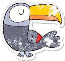 distressed sticker of a cartoon toucan png