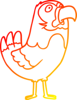 warm gradient line drawing of a cartoon parrot png
