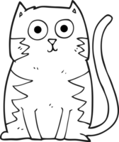 hand drawn black and white cartoon cat png