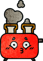 retro grunge textura dibujos animados de un de un tostadora png