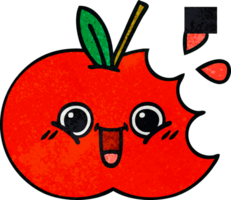 retro grunge textura dibujos animados de un rojo manzana png