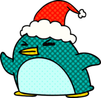 hand drawn christmas cartoon of kawaii penguin png