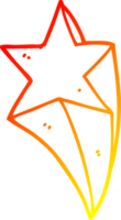 warm gradient line drawing of a cartoon shooting star png