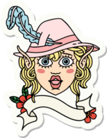 sticker of a elf bard character face png