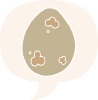 cartoon egg with speech bubble in retro style png