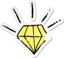 distressed sticker of a cartoon tattoo diamond png