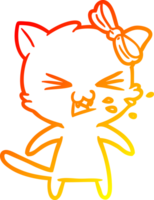 caloroso gradiente linha desenhando do uma desenho animado gato png